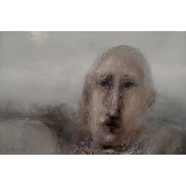 Head of a Man in Landscape 1967 Oil Painting by Jack Simcock Original Art from Barewall Art Gallery