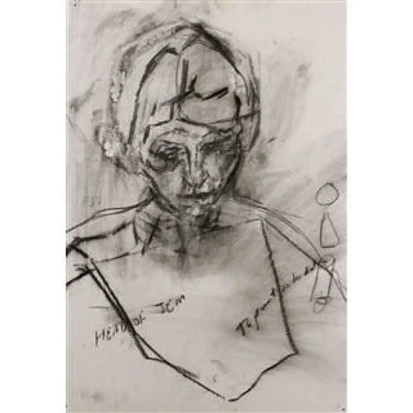 Head of Jem III Charcoal by Richard Fitton Original Art from Barewall Art Gallery