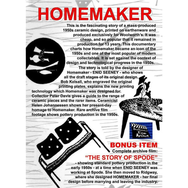 Homemaker - A 1950s Ceramic Design Classic Documentary Stoke on Trent History DVD DVD from Barewall Art Gallery