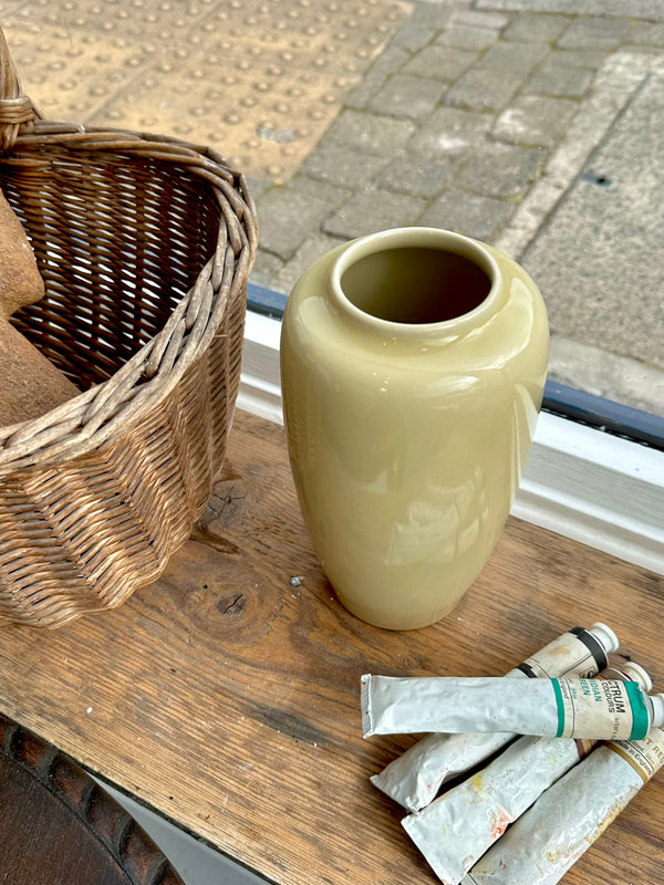 Hand thrown muted yellow gloss finish vase by Agnete Hoy