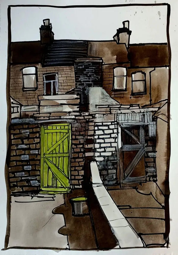 IP1. Our Back Mam's Green Gate by Ian Pearsall Original Art from Barewall Art Gallery