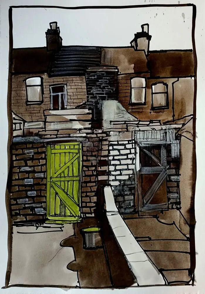 IP1. Our Back Mam's Green Gate by Ian Pearsall Original Art from Barewall Art Gallery