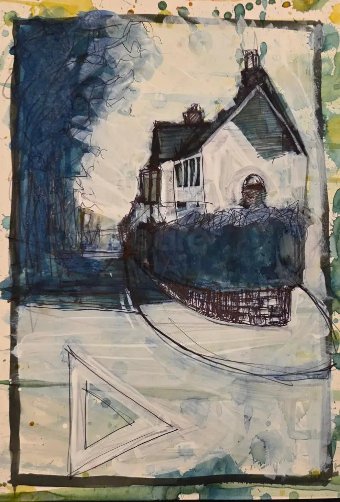 IPSTS032. The White House with Trees 2025 by Ian Pearsall Original Art from Barewall Art Gallery