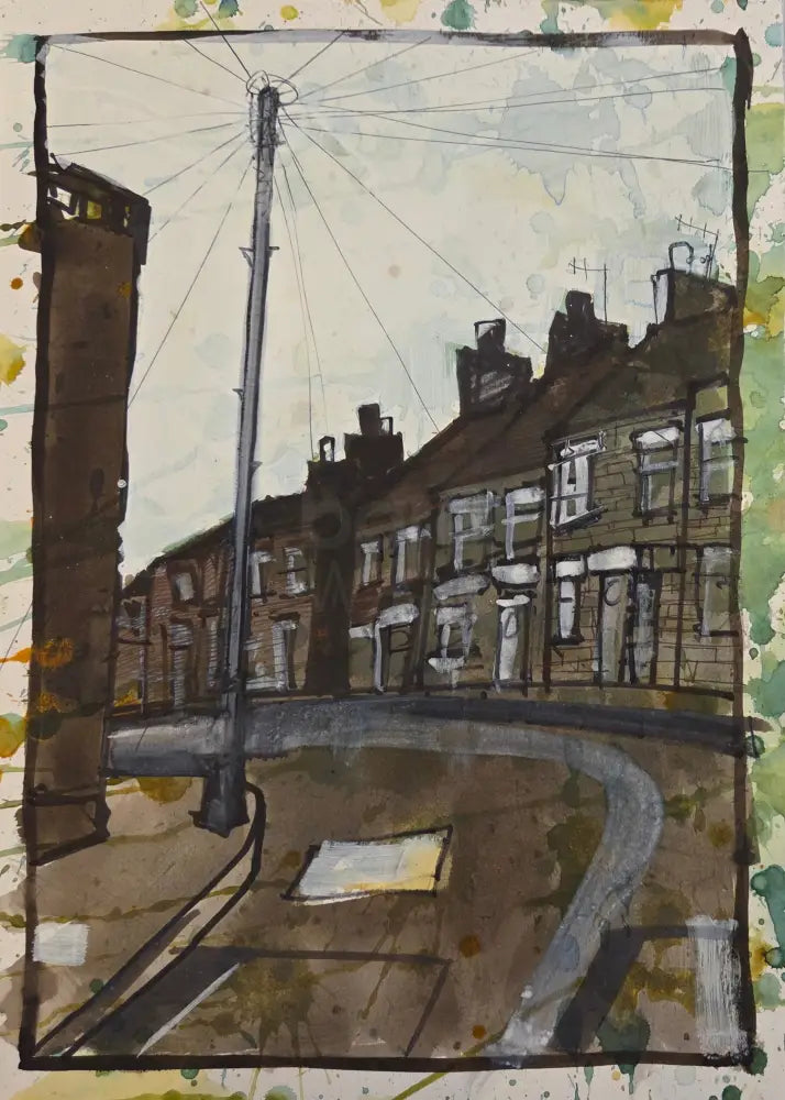 IPSTS033. Street Corner with Pole 2025 by Ian Pearsall Original Art from Barewall Art Gallery