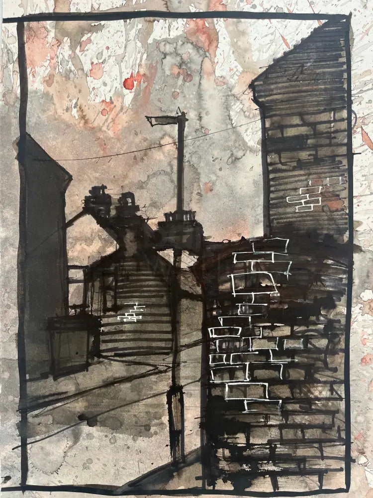 IPSTS050. Back Ally (Bricks) 2024 by Ian Pearsall Original Art from Barewall Art Gallery