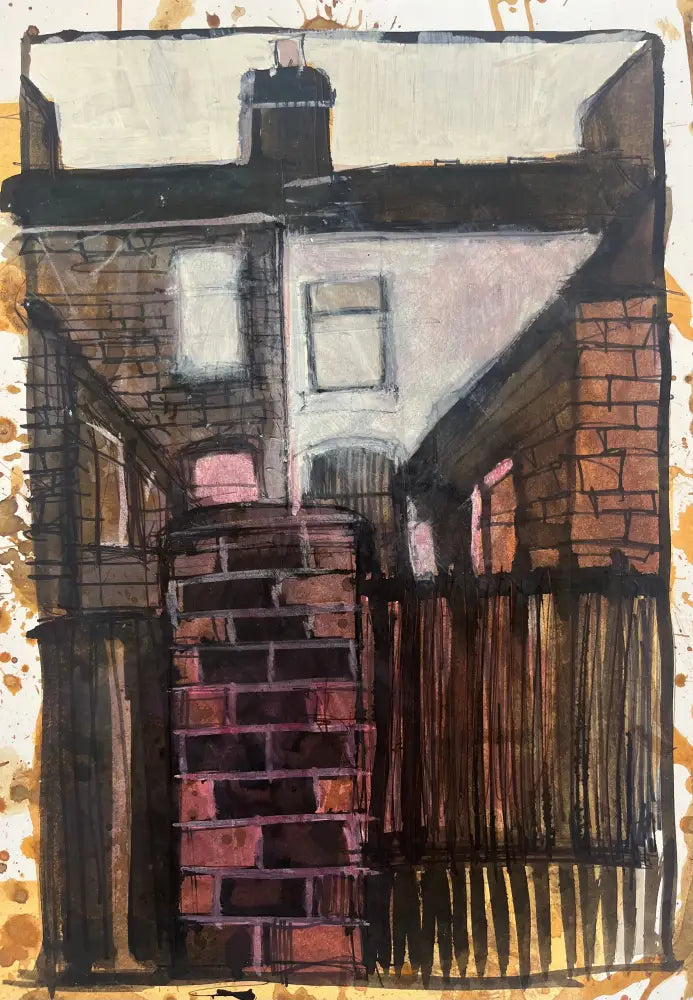 IPSTS055. Back Yards (Neighbours) 2025 by Ian Pearsall Original Art from Barewall Art Gallery