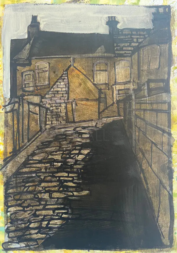 IPSTS058. Cobbledstreet (Midnight) 2025 by Ian Pearsall Original Art from Barewall Art Gallery