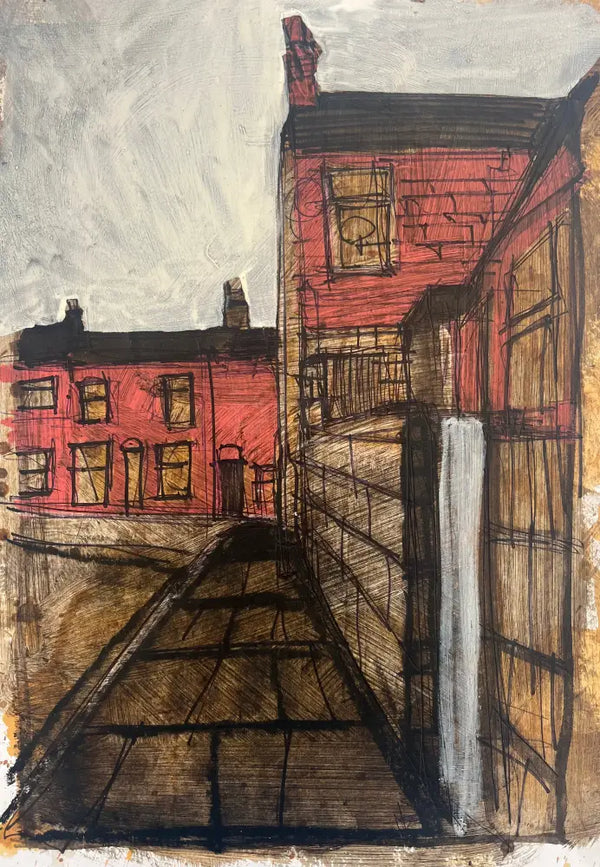 IPSTS063. Red Houses 2025 by Ian Pearsall Original Art from Barewall Art Gallery