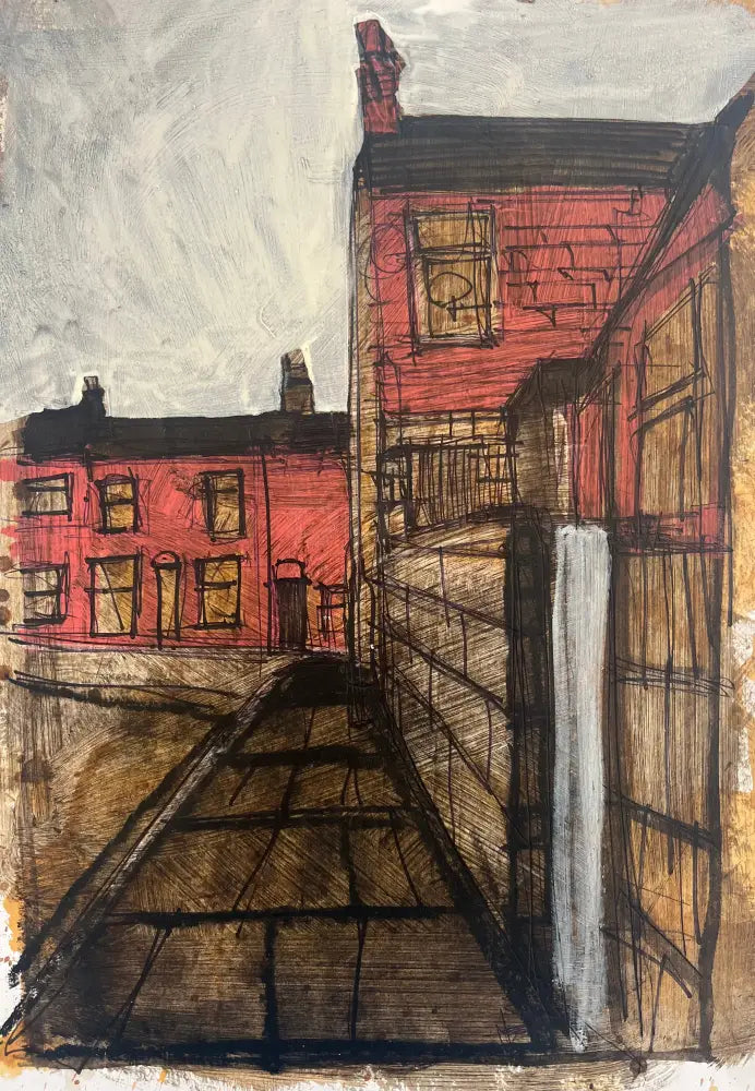 IPSTS063. Red Houses 2025 by Ian Pearsall Original Art from Barewall Art Gallery