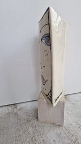 JC2402 Persephone lustre hand painted face vase 2023 by Jonathan Cox Ceramics from Barewall Art Gallery