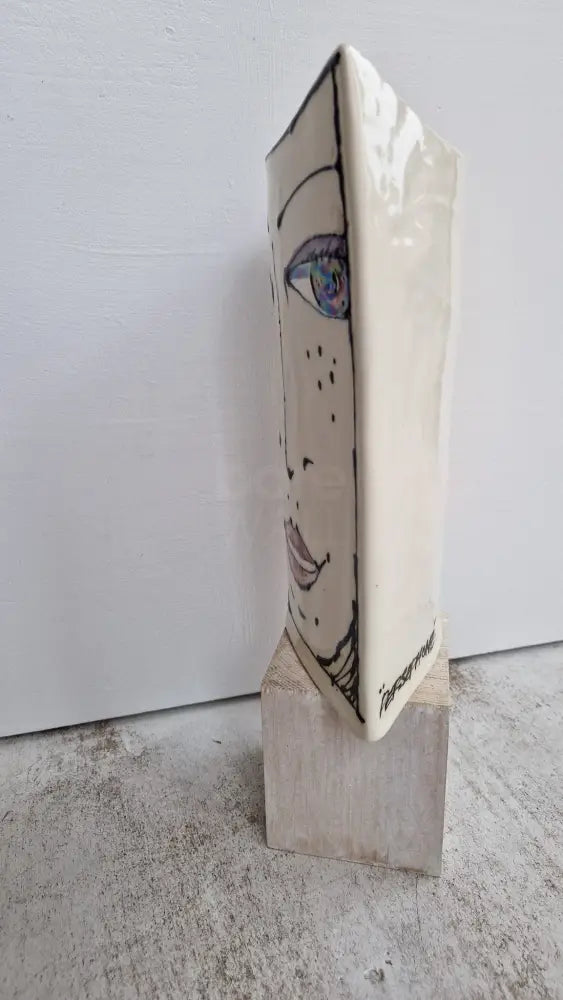 JC2402 Persephone lustre hand painted face vase 2023 by Jonathan Cox Ceramics from Barewall Art Gallery