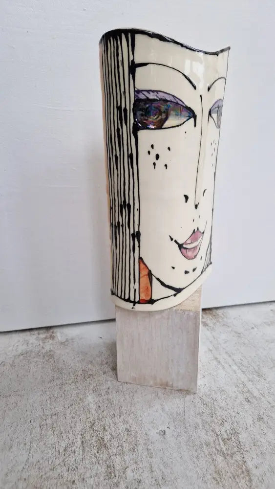 JC2402 Persephone lustre hand painted face vase 2023 by Jonathan Cox Ceramics from Barewall Art Gallery