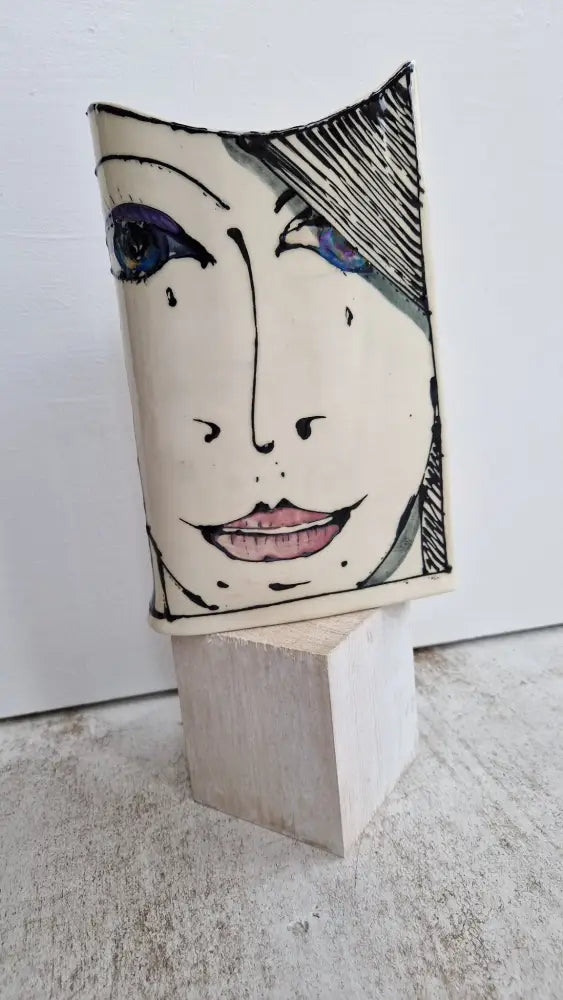 JC2403 Persephone II lustre hand painted face vase 2023 by Jonathan Cox Ceramics from Barewall Art Gallery
