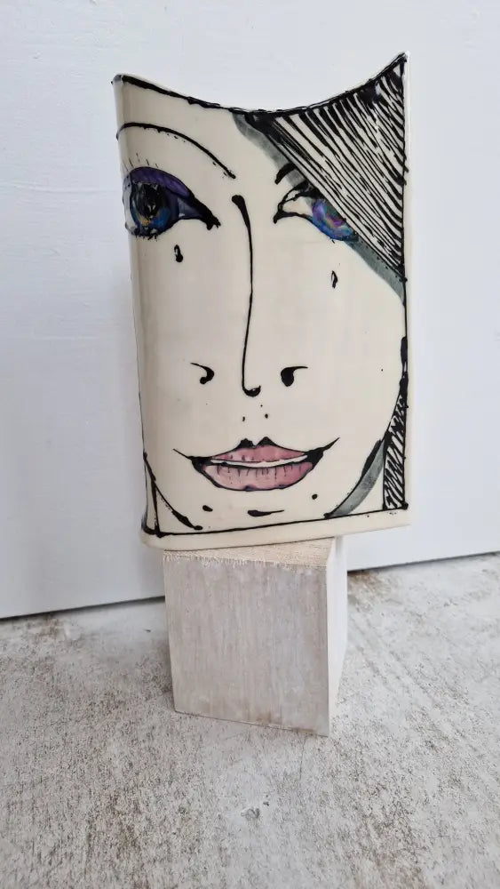 JC2403 Persephone II lustre hand painted face vase 2023 by Jonathan Cox Ceramics from Barewall Art Gallery