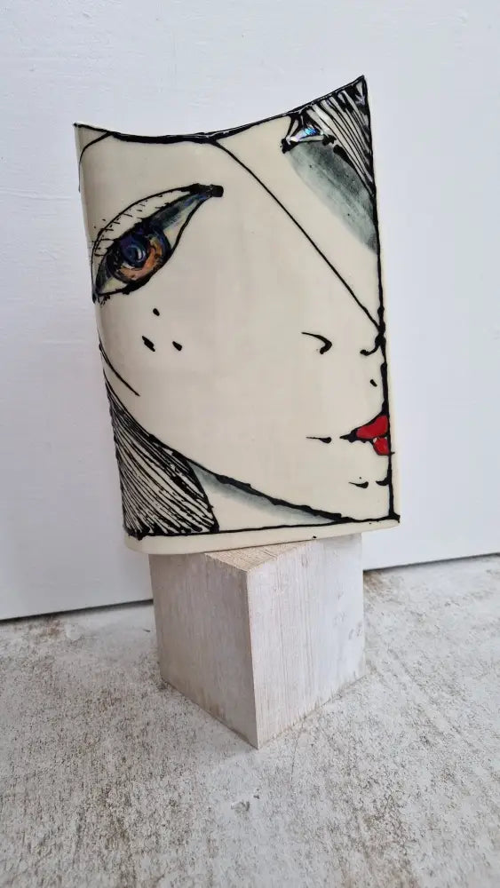 JC2404 Astrid lustre hand painted face vase 2023 by Jonathan Cox Ceramics from Barewall Art Gallery