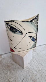 JC2405 Lydia lustre hand painted face vase 2023 by Jonathan Cox Ceramics from Barewall Art Gallery