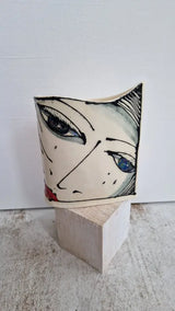 JC2405 Lydia lustre hand painted face vase 2023 by Jonathan Cox Ceramics from Barewall Art Gallery