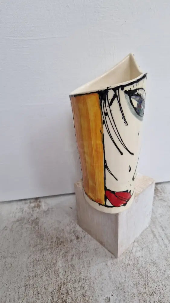 JC2405 Lydia lustre hand painted face vase 2023 by Jonathan Cox Ceramics from Barewall Art Gallery