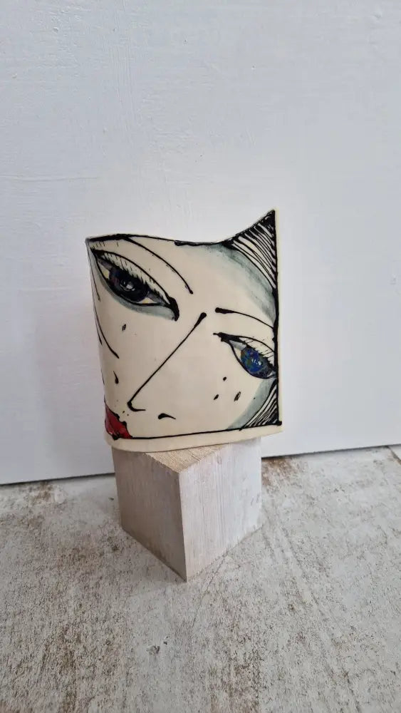 JC2405 Lydia lustre hand painted face vase 2023 by Jonathan Cox Ceramics from Barewall Art Gallery
