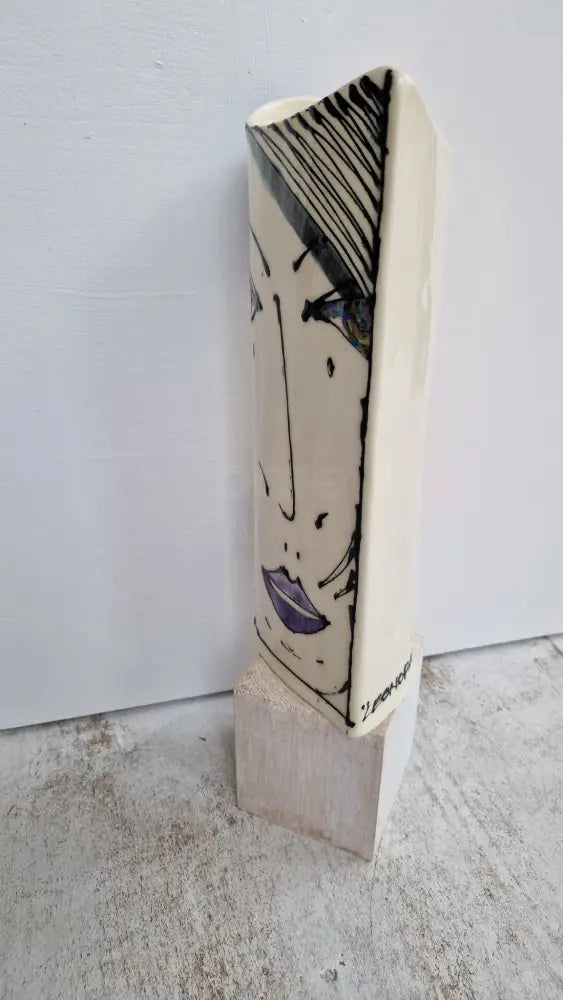 JC2406 Leonora lustre hand painted face vase 2023 by Jonathan Cox Ceramics from Barewall Art Gallery