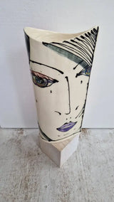 JC2406 Leonora lustre hand painted face vase 2023 by Jonathan Cox Ceramics from Barewall Art Gallery