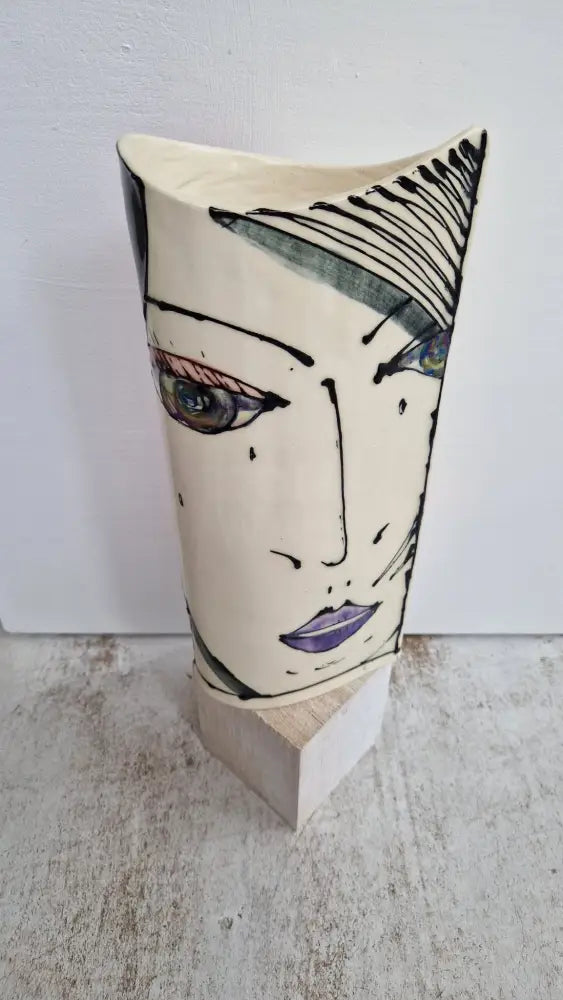 JC2406 Leonora lustre hand painted face vase 2023 by Jonathan Cox Ceramics from Barewall Art Gallery