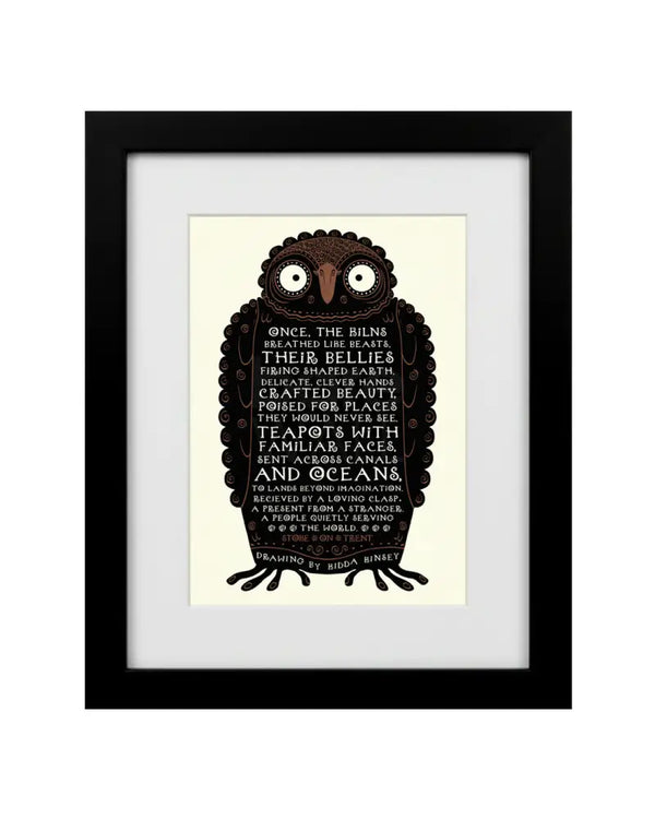 KK4 Poetry Owl Print 2025 by Kidda Kinsey Print from Barewall Art Gallery
