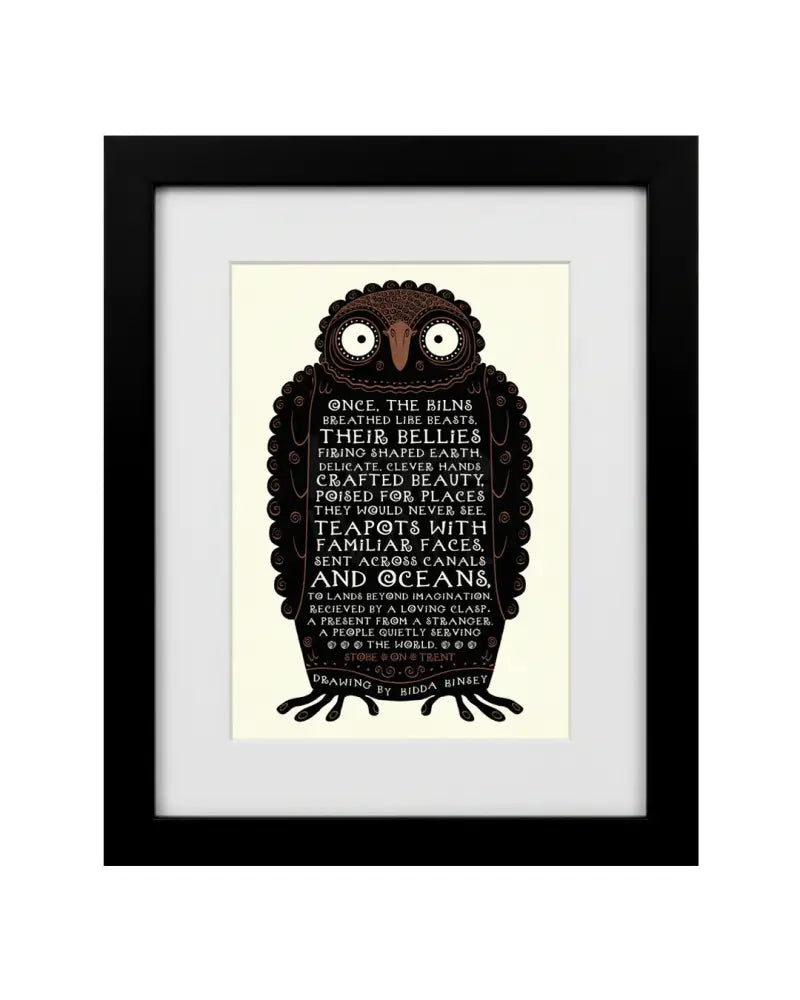 KK4 Poetry Owl Print 2025 by Kidda Kinsey Print from Barewall Art Gallery