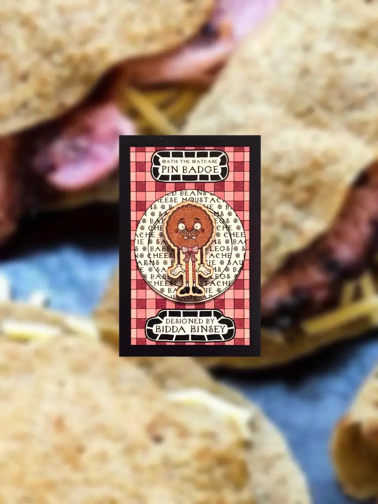 KK8 Oatis the Oatcake Badge Pin 2025 by Kidda Kinsey Gift from Barewall Art Gallery