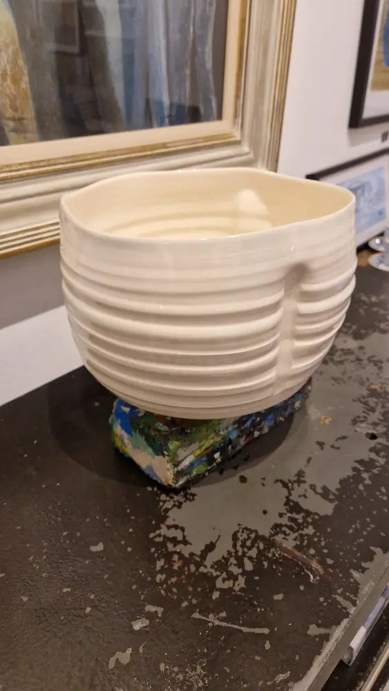 KM1 Large Creamware Wibble Wobble Bowl by Kevin Millward Ceramics from Barewall Art Gallery
