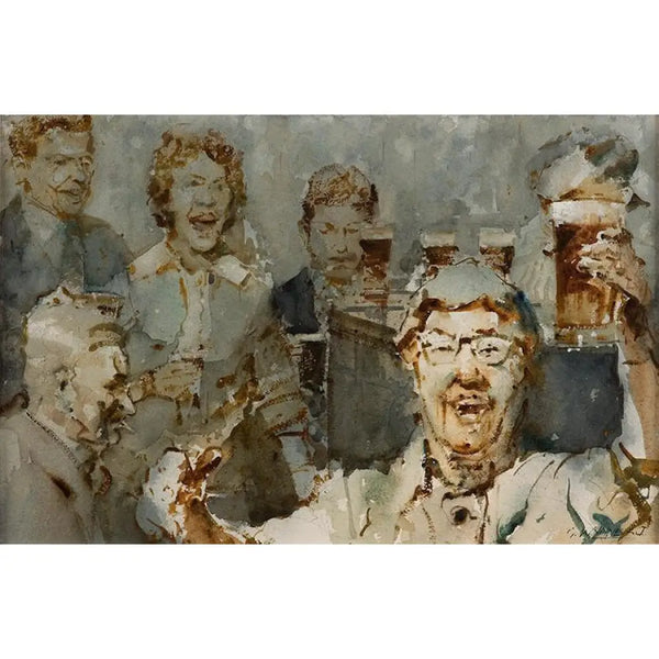 Knees Up With Grandma (Pub Life) by Geoffrey Wynne RI Original Art from Barewall Art Gallery
