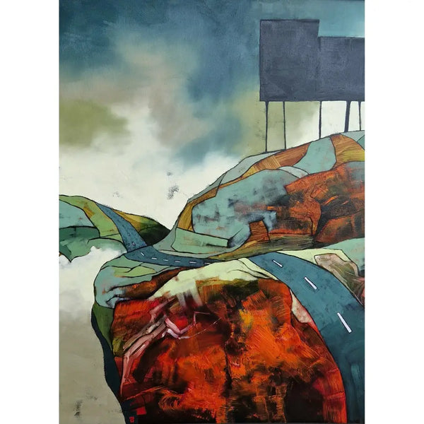 Landscape with Dodgy House Oil by Russell Gregory Original Art from Barewall Art Gallery