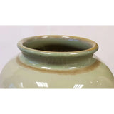 Large hand thrown vase decorated in light green glaze by Anne Potts for Bullers Ceramics from Barewall Art Gallery