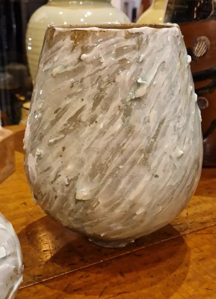 Large Stoneware Vessel with Celedon Porcelain Wipe by Alex Shimwell Ceramics from Barewall Art Gallery