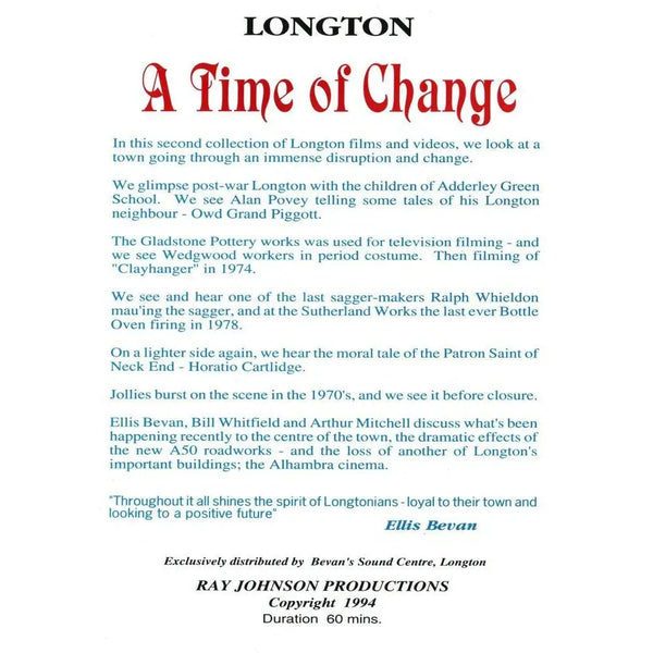Longton - A Time of Change Stoke on Trent Historical Film DVD DVD from Barewall Art Gallery