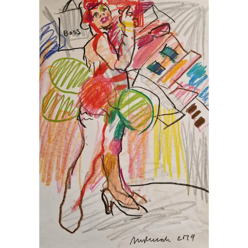 LP20 Jadore La Vie (4) with Balloons and Gifts by Lorraine Peacock Original Art from Barewall Art Gallery