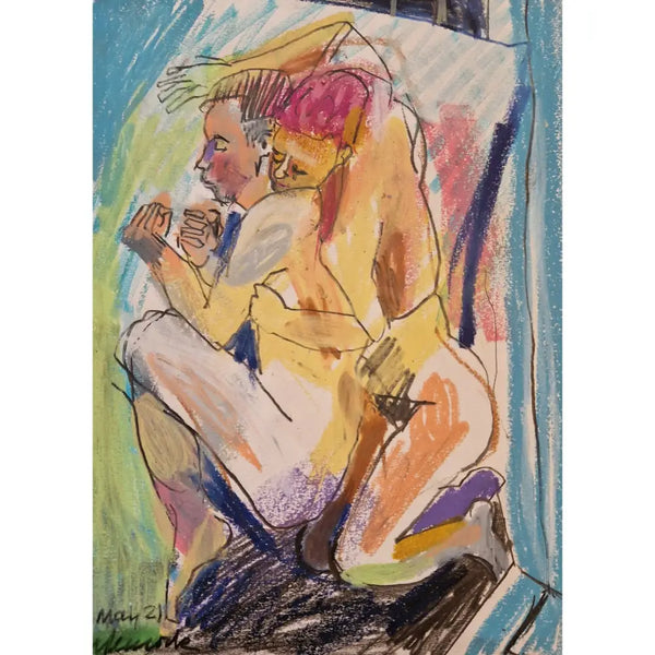 LP28 Death and the Maiden: Egon Schiele Tribute (2) by Lorraine Peacock Original Art from Barewall Art Gallery