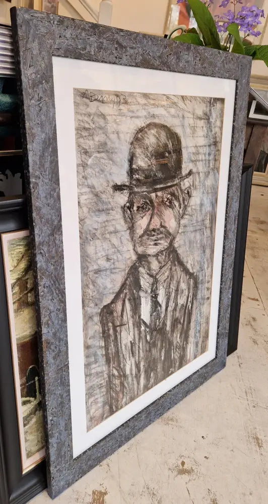 Man in a Bowler Hat 1993 by Arthur Berry Original Art from Barewall Art Gallery