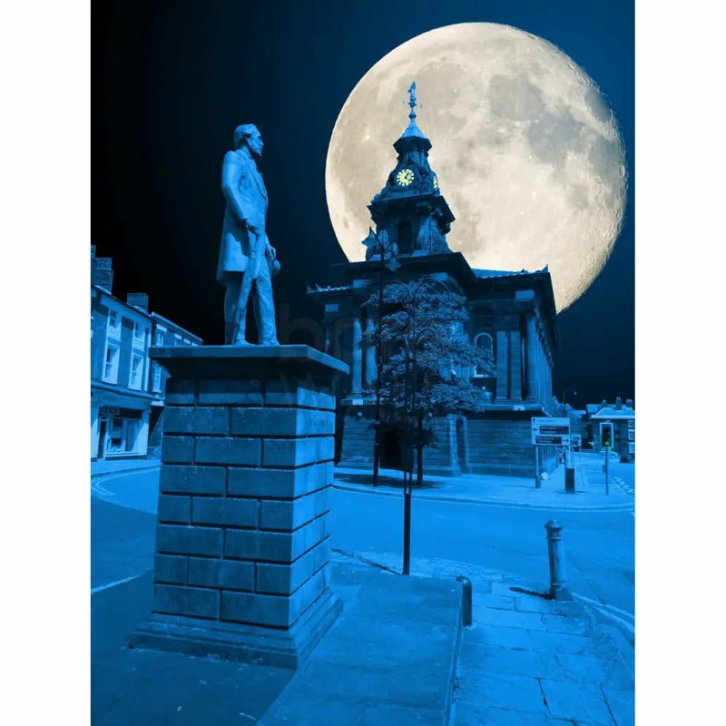 Moon over the Potteries Collection by Richard Howle Moon over Burslem Town Hall Print from Barewall Art Gallery