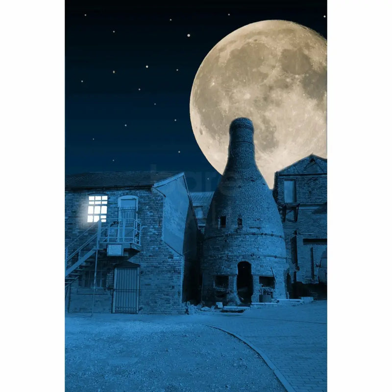 Moon over the Potteries Collection by Richard Howle Moon over Minkstone Works, Longton Print from Barewall Art Gallery