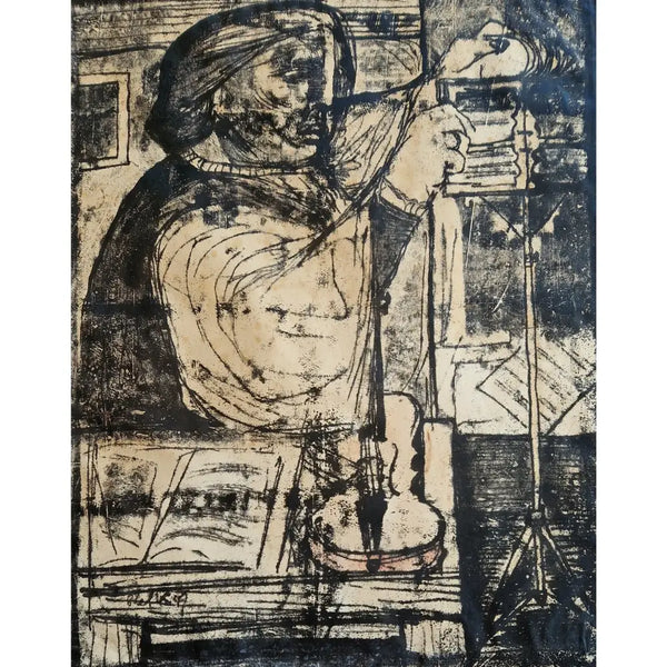 Musician 1959 Monoprint by John Shelton Original Art from Barewall Art Gallery