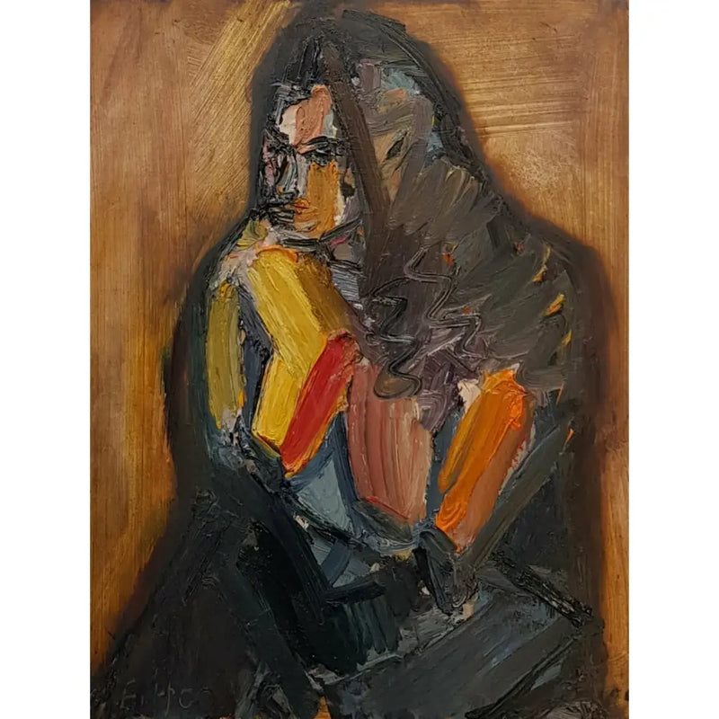 Nat Seated Semi Nude Oil by Richard Fitton Original Art from Barewall Art Gallery