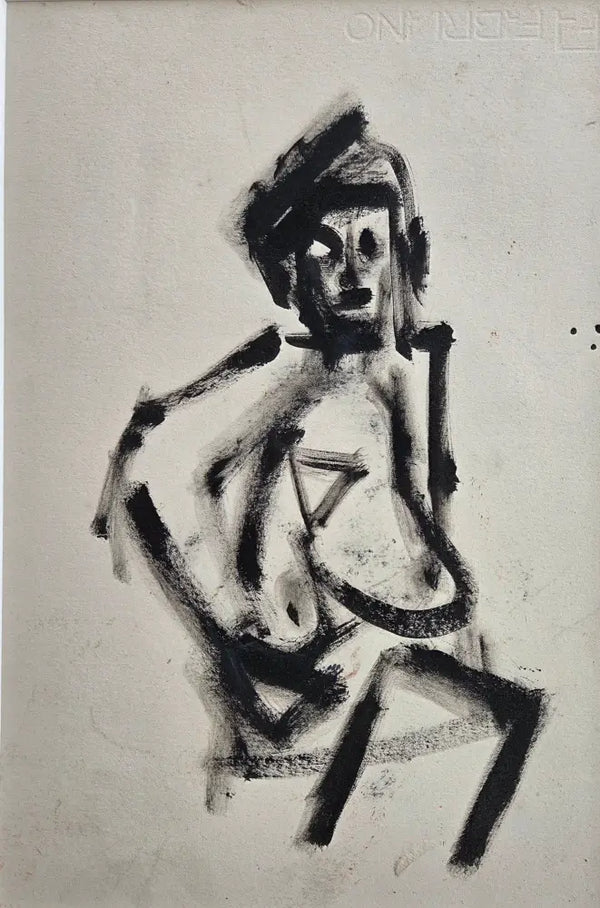 Nude 2024 brushed ink by Richard Fitton Original Art from Barewall Art Gallery