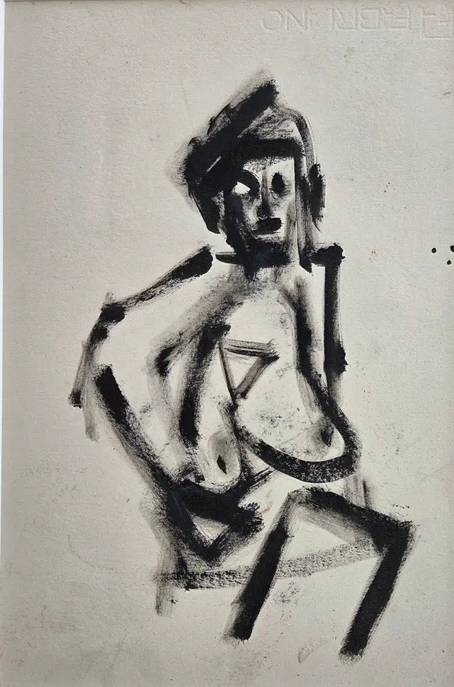 Nude 2024 brushed ink by Richard Fitton Original Art from Barewall Art Gallery