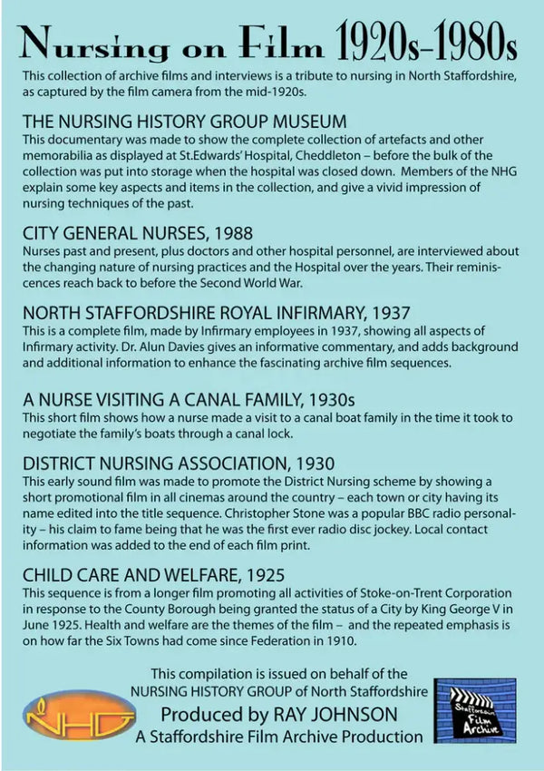 Nursing on Film 1920s-1980s North Staffordshire History DVD DVD from Barewall Art Gallery