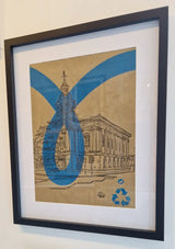 Old Town Hall Burslem on a Primark paper bag 2024 by Peter Davis Original Art from Barewall Art Gallery