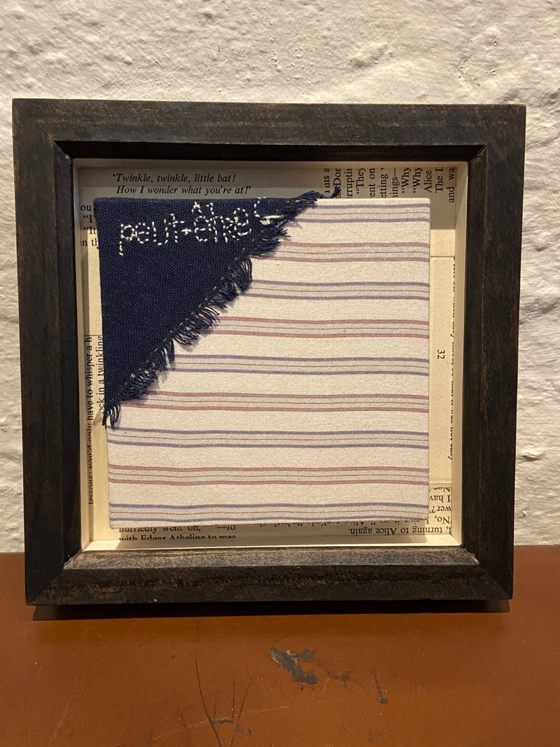 Original textile art salvaged textile block and treads. Peut by Lost and Found Projects by Barewall