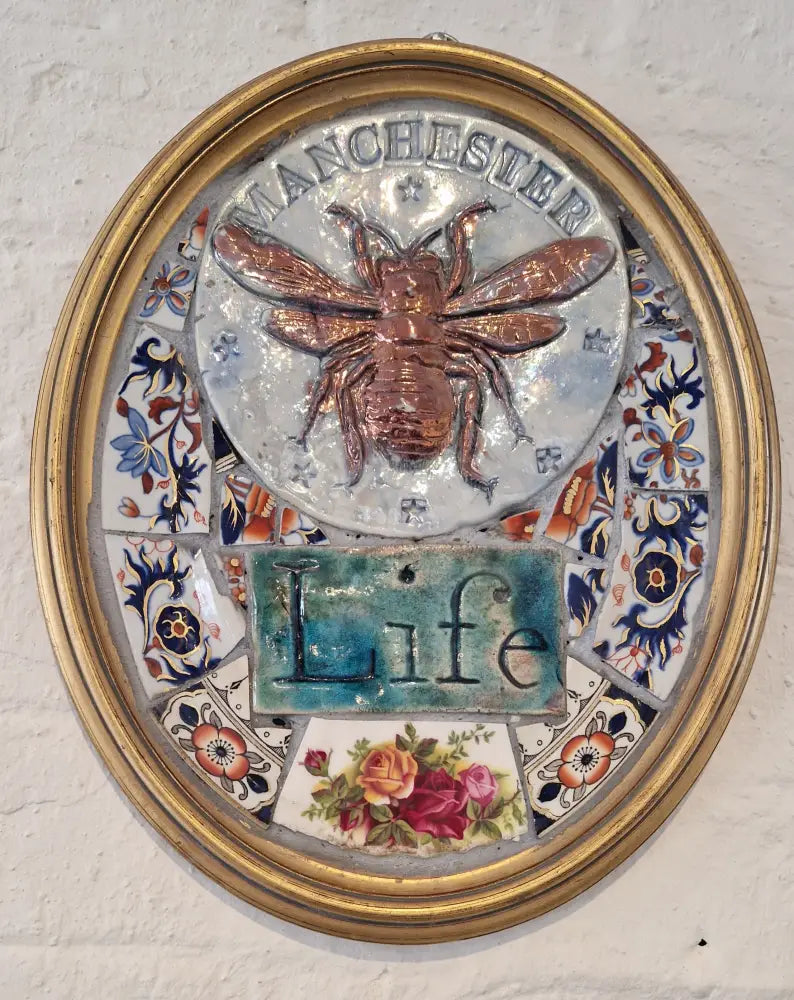 Oval Manchester Bee Life 2024 by Philip Hardaker Ceramics from Barewall Art Gallery