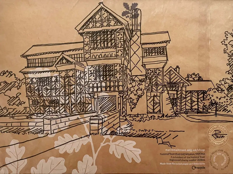 PDB11 Little Moreton Hall on National Trust bag 2024 by Peter Davis Original Art from Barewall Art Gallery