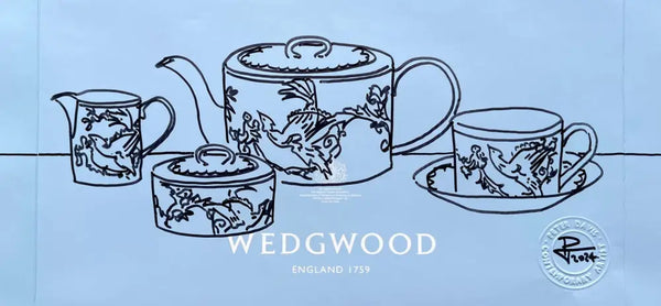 PDB3 Phoenix tea set on Wedgwood bag 2024 by Peter Davis Original Art from Barewall Art Gallery